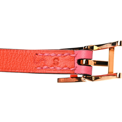 Hermes Swift Behapi Double Tour Bracelet S Rose Azalee Orange Poppy 5 of 5