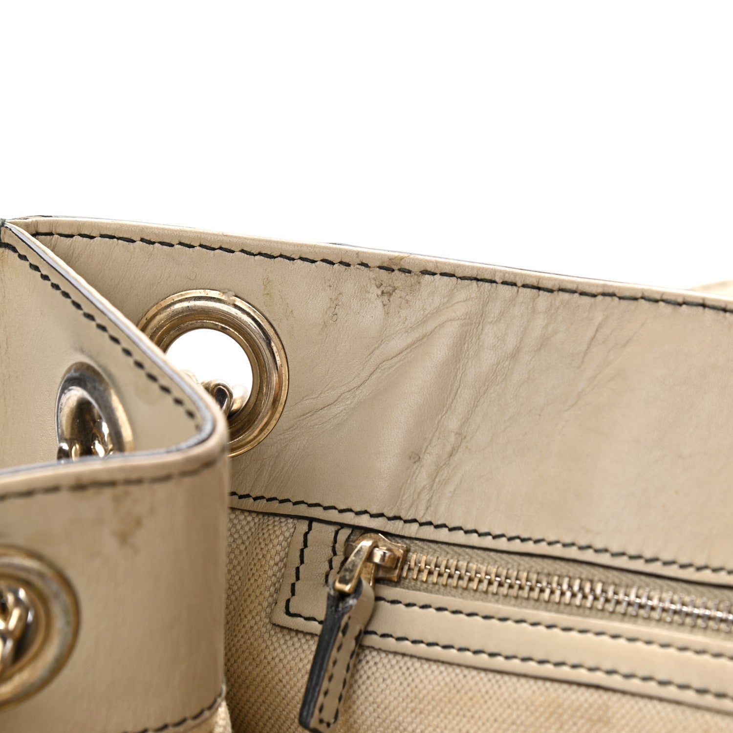 Gucci Monogram Margaux Calfskin Large Emily Chain Shoulder Bag Beige Ebony Mystic White 13 of 25