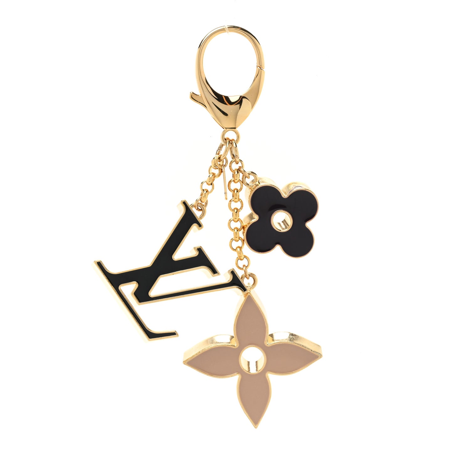 Metal Enamel Fleur De Monogram Bag Charm Dore
