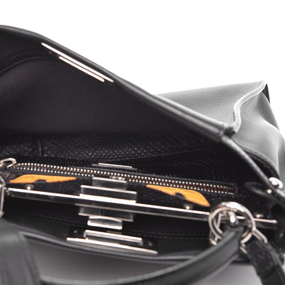 Fendi Vitello Seta Python Crocodile Monster Eyes Medium Peekaboo Iconic Satchel Black Girasole 6 of 8