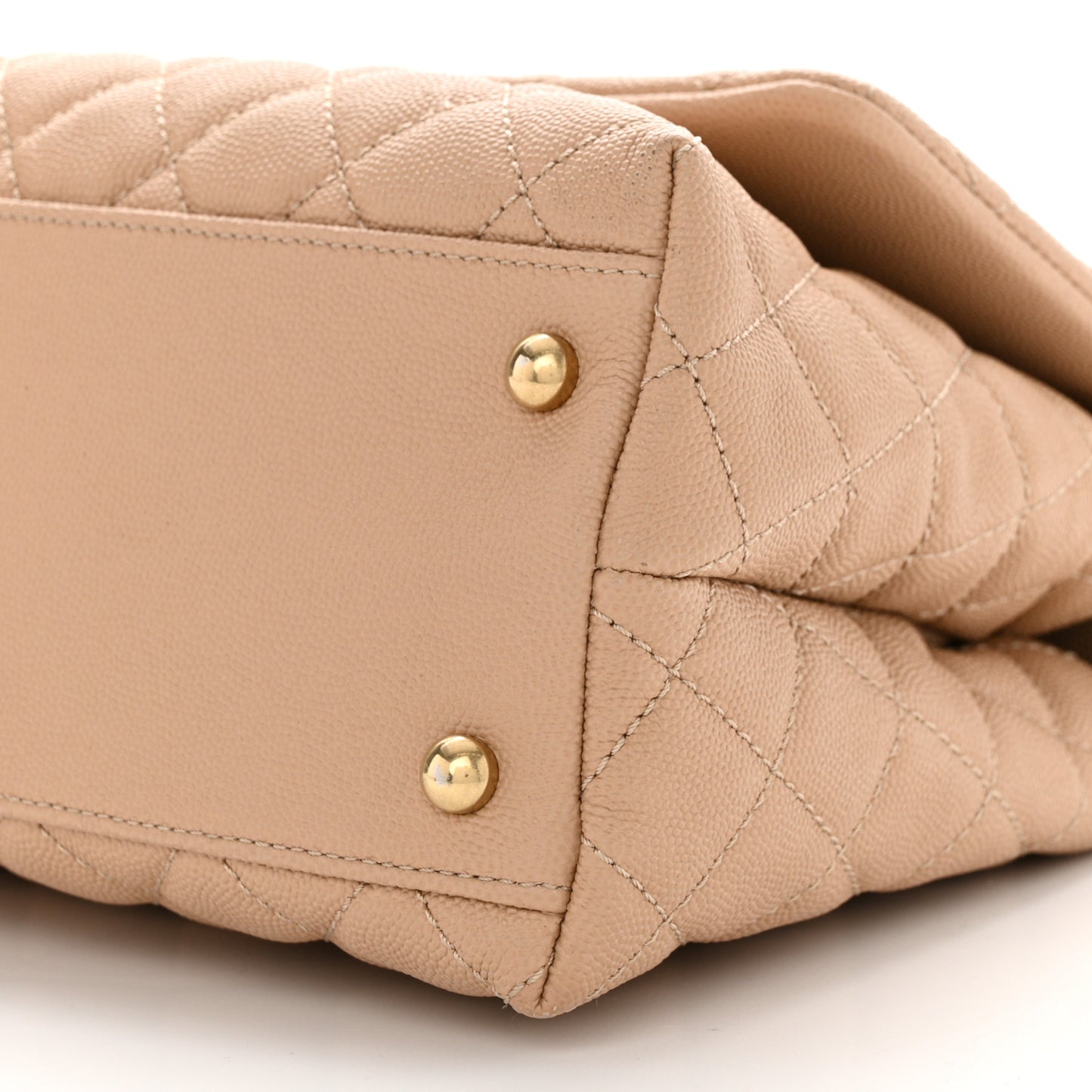 Caviar Lizard Embossed Quilted Small Coco Handle Flap Beige
