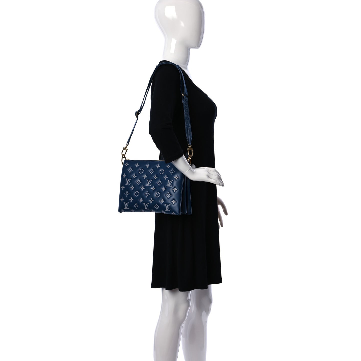 Lambskin Embossed Monogram Coussin PM Denim Blue