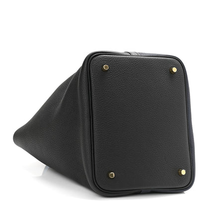 Hermes Taurillon Clemence Casaque Picotin Lock 22 MM Bleu Nuit Black Blue Frida 4 of 9