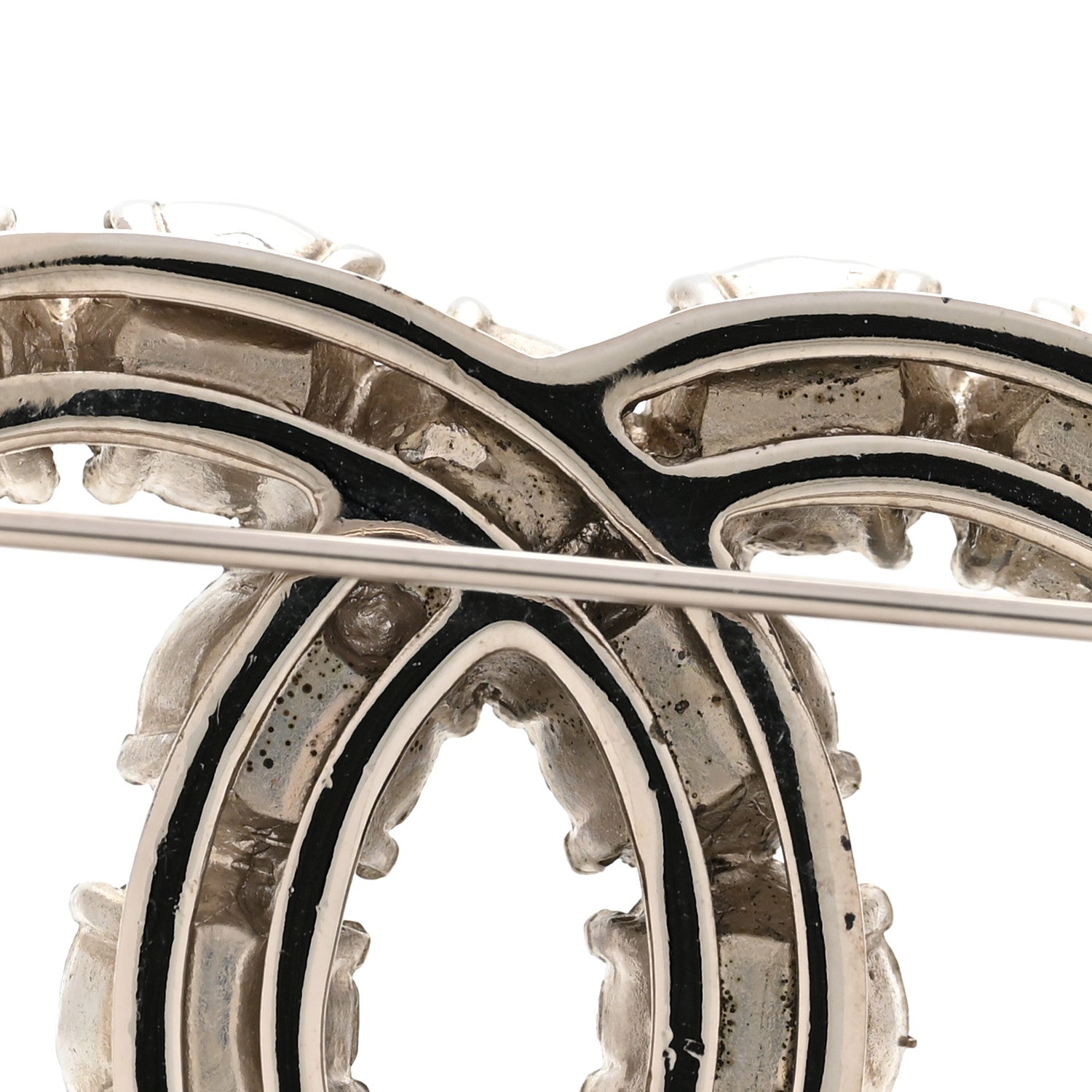 Chanel Crystal Pearl CC Dazzling Domino Brooch Black 4 of 5