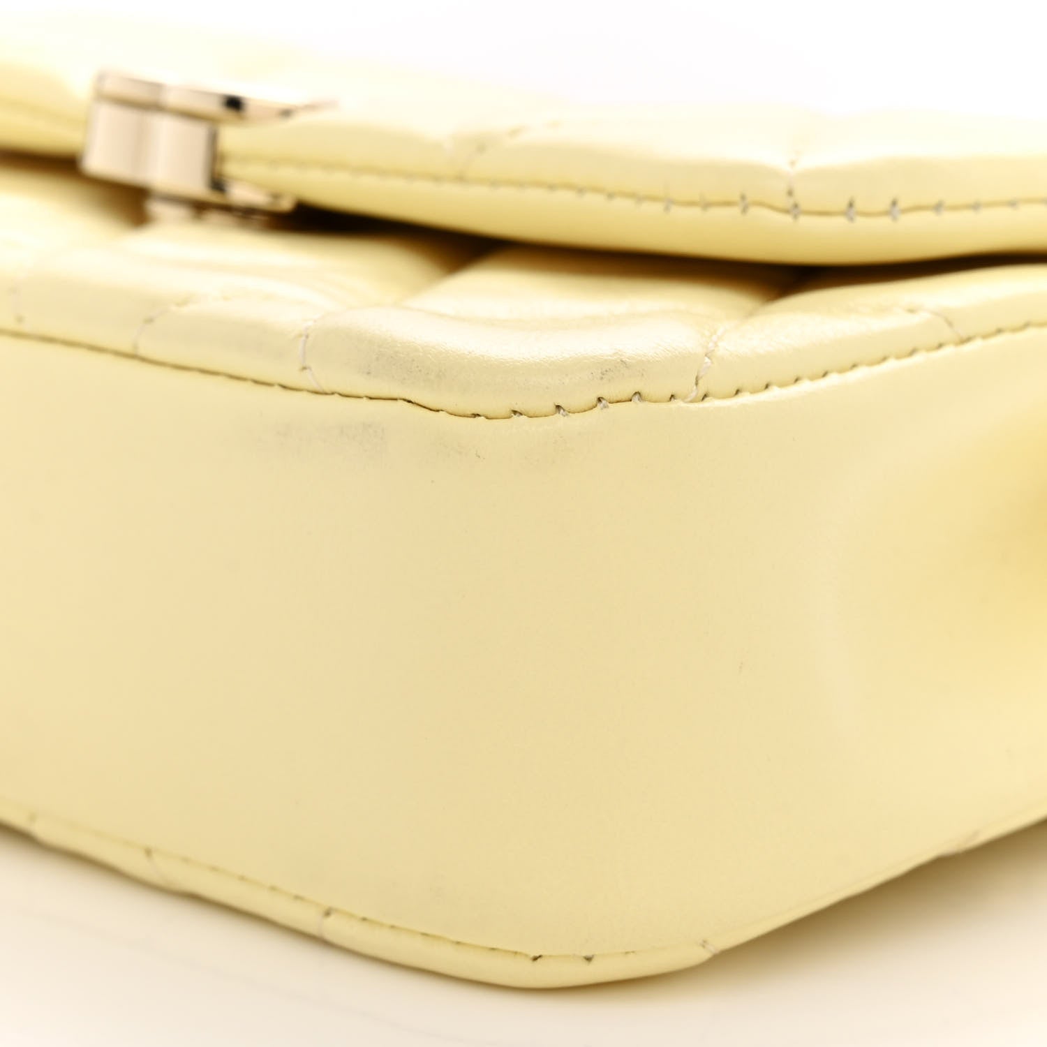 Chanel Lambskin Quilted Clutch With Chain Light Yellow 10 of 12