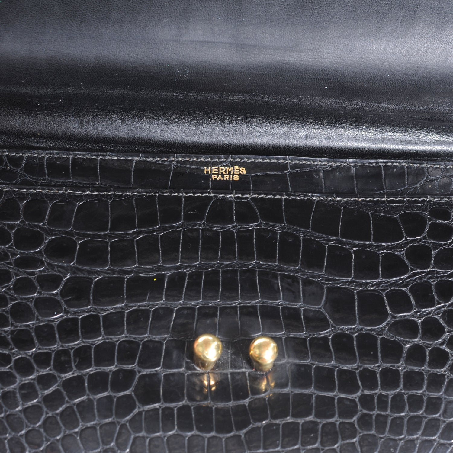 Hermes Porosus Crocodile Boule Handbag Black 5 of 6