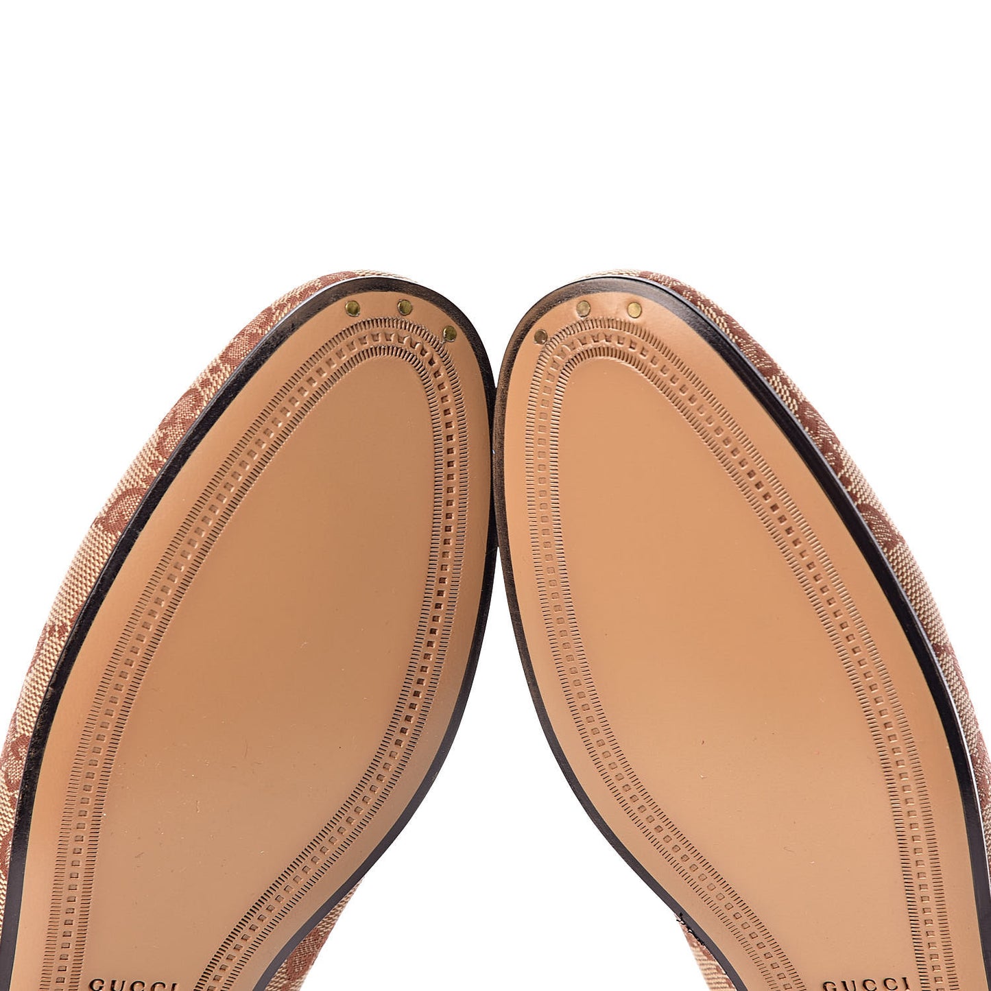Canvas GG Monogram Horsebit Womens Jordaan Loafers 38 Beige Ruggine Rust
