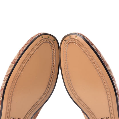Gucci Canvas GG Monogram Horsebit Womens Jordaan Loafers 38 Beige Ruggine Rust 6 of 9
