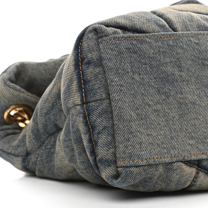 Saint Laurent Denim Quilted Small Loulou Puffer Monogram Chain Satchel Blue Cinnamon 9 of 10