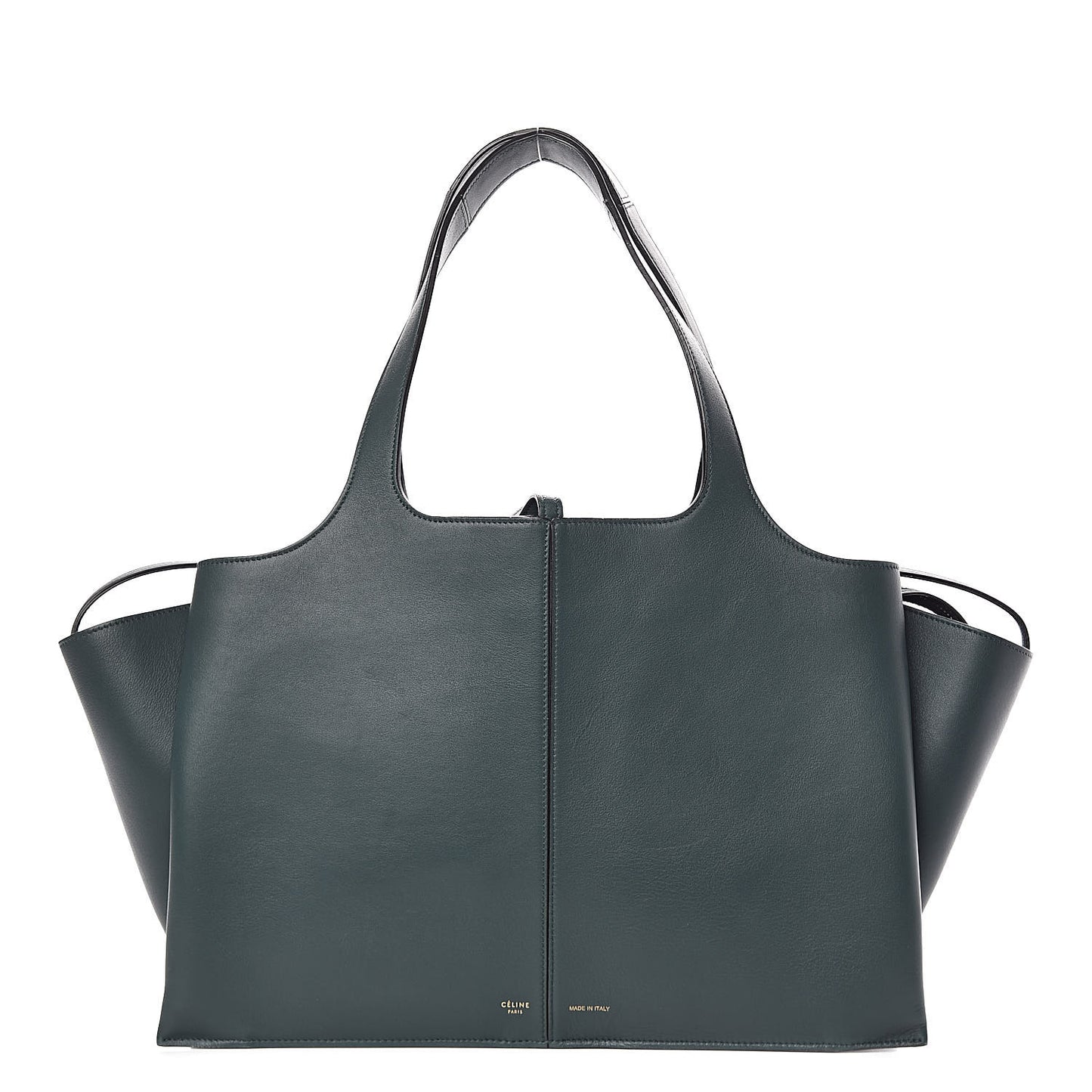 Calfskin Medium Tri-Fold Bag Bottle Green