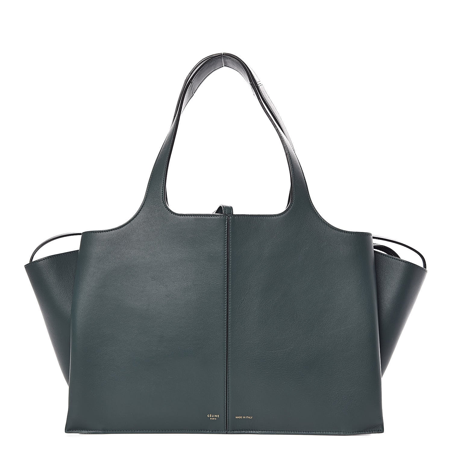 Celine Calfskin Medium Tri-Fold Bag Bottle Green 1 of 13