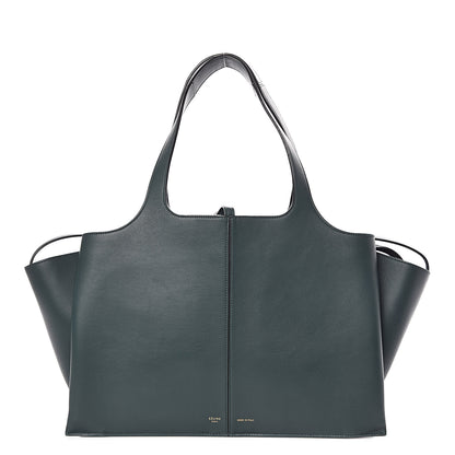 Celine Calfskin Medium Tri-Fold Bag Bottle Green 1 of 13