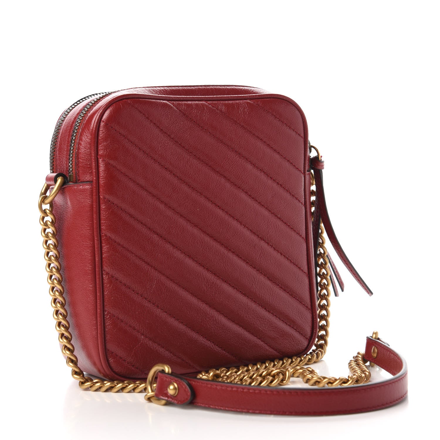 Gucci Azalea Calfskin Matelasse Diagonal Tall GG Marmont Crossbody Bag Romantic Cerise 3 of 10