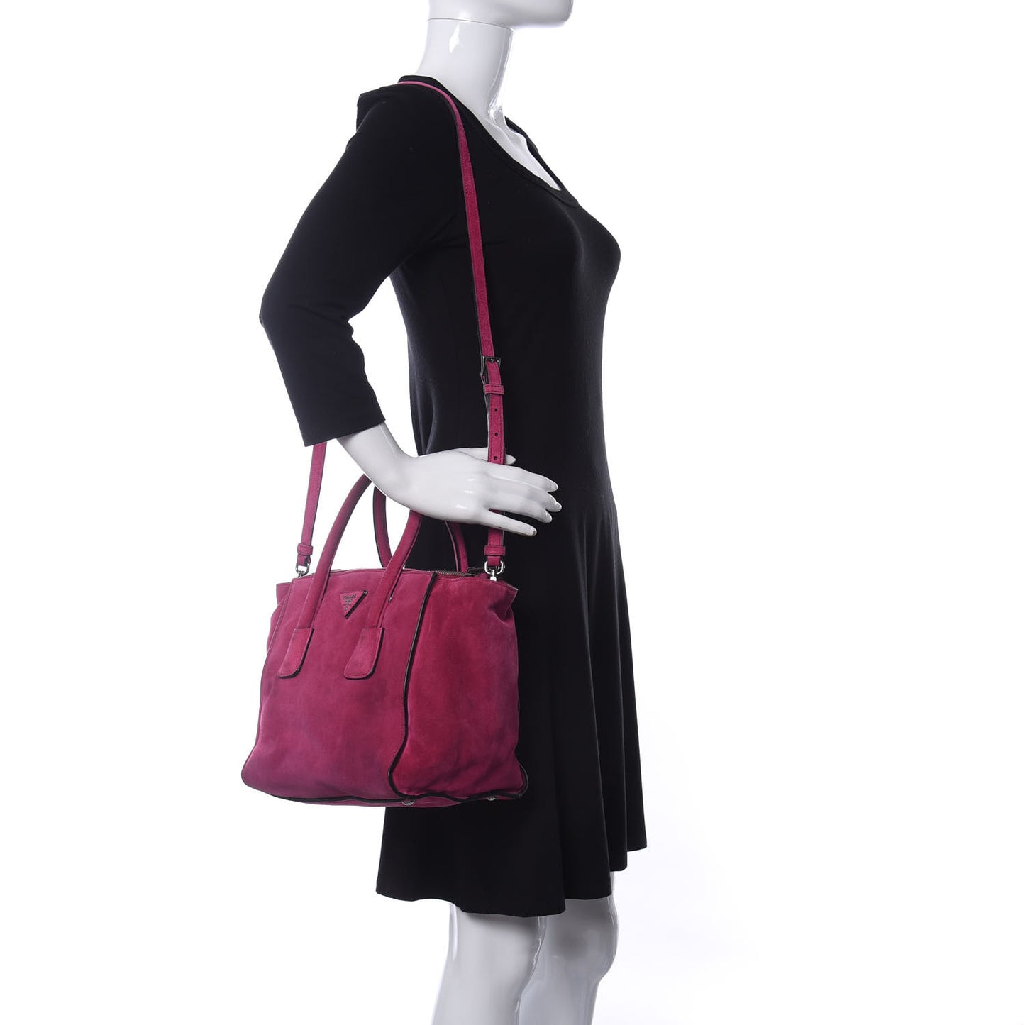 Scamosciato Suede Twin Pocket Tote Fuxia