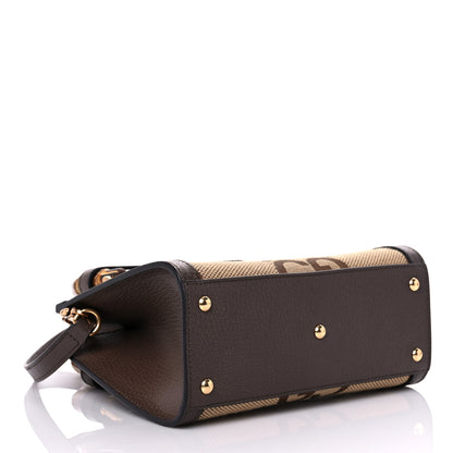 Gucci Monogram Jumbo GG Textured Dollar Calfskin Mini Diana Tote Bag Camel Ebony New Acero 4 of 11