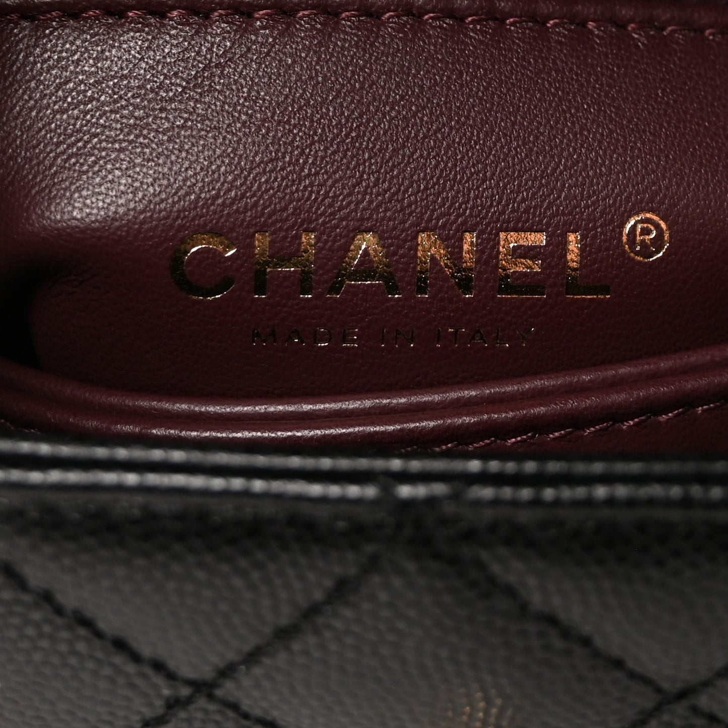 Caviar Lizard Embossed Quilted Mini Coco Handle Flap Black