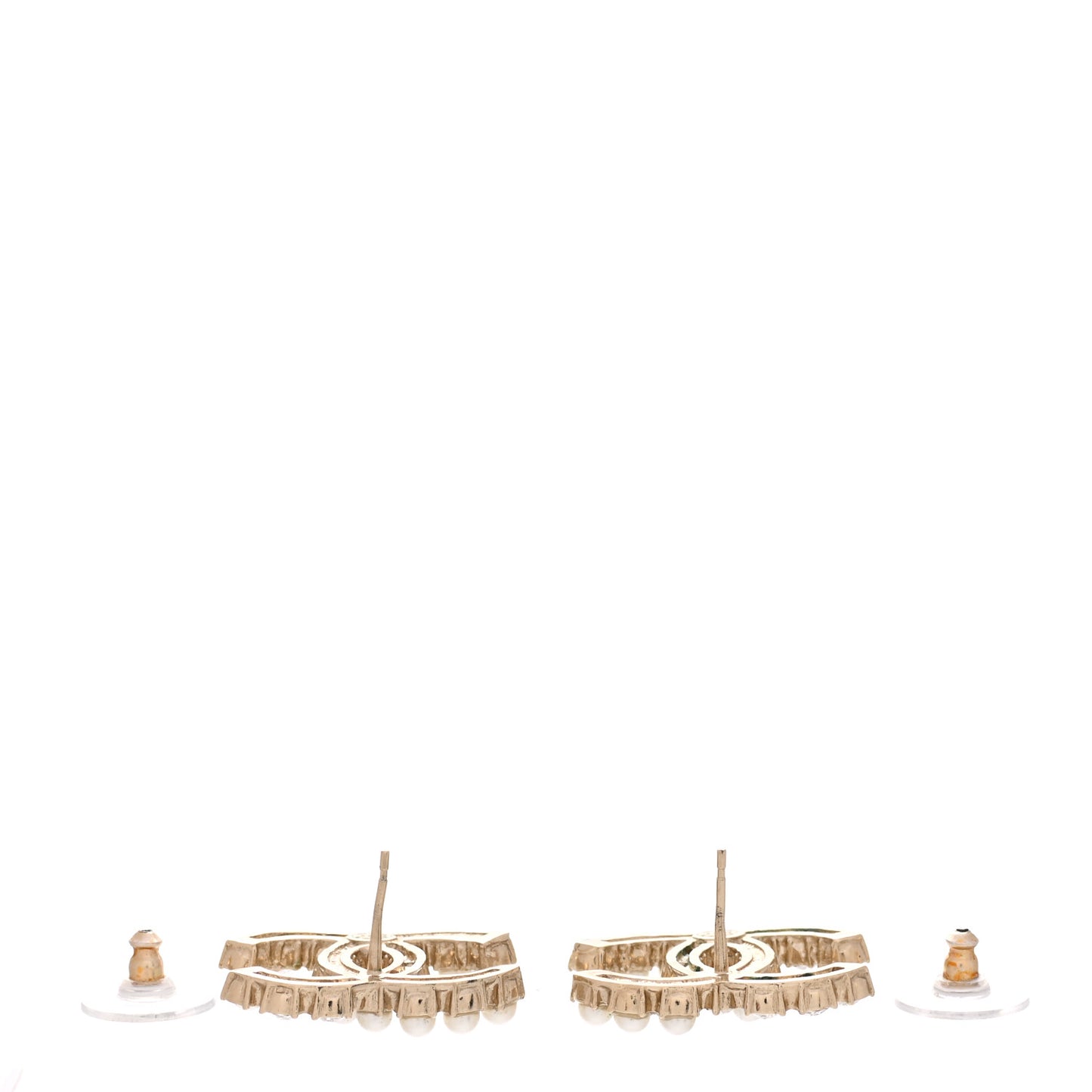 Crystal Pearl CC Dazzling Domino Earrings Gold