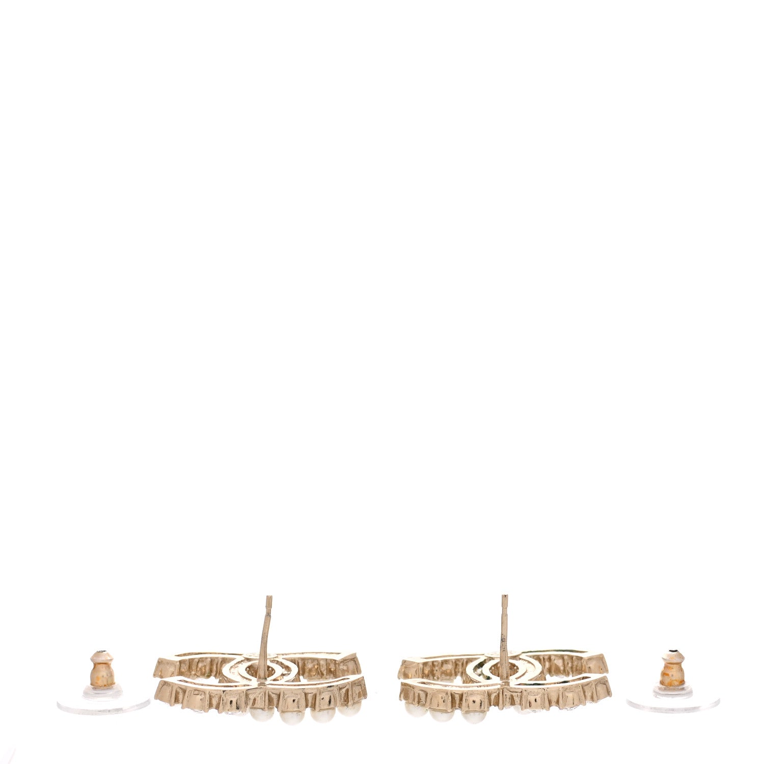 Chanel Crystal Pearl CC Dazzling Domino Earrings Gold 3 of 5