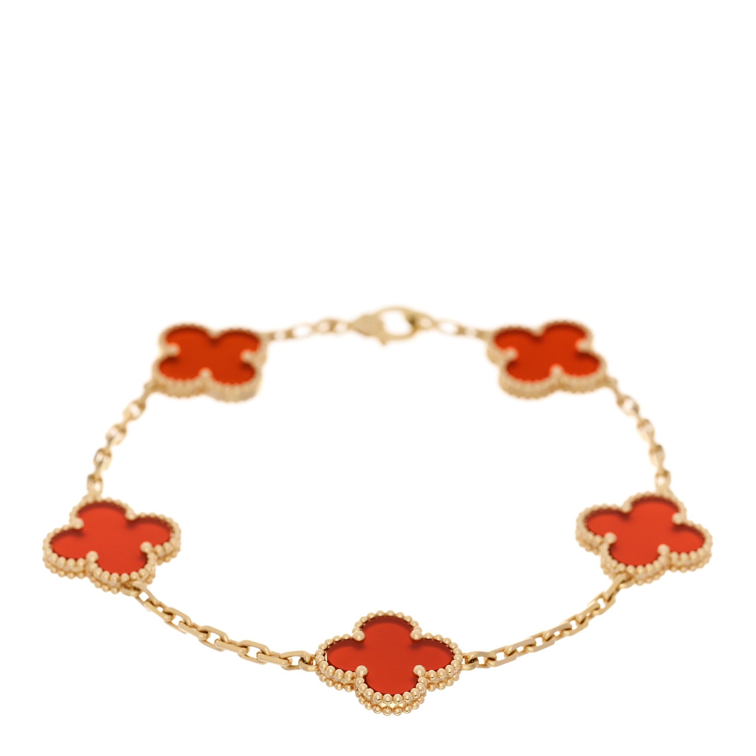 Van Cleef & Arpels 18K Yellow Gold Carnelian 5 Motifs Vintage