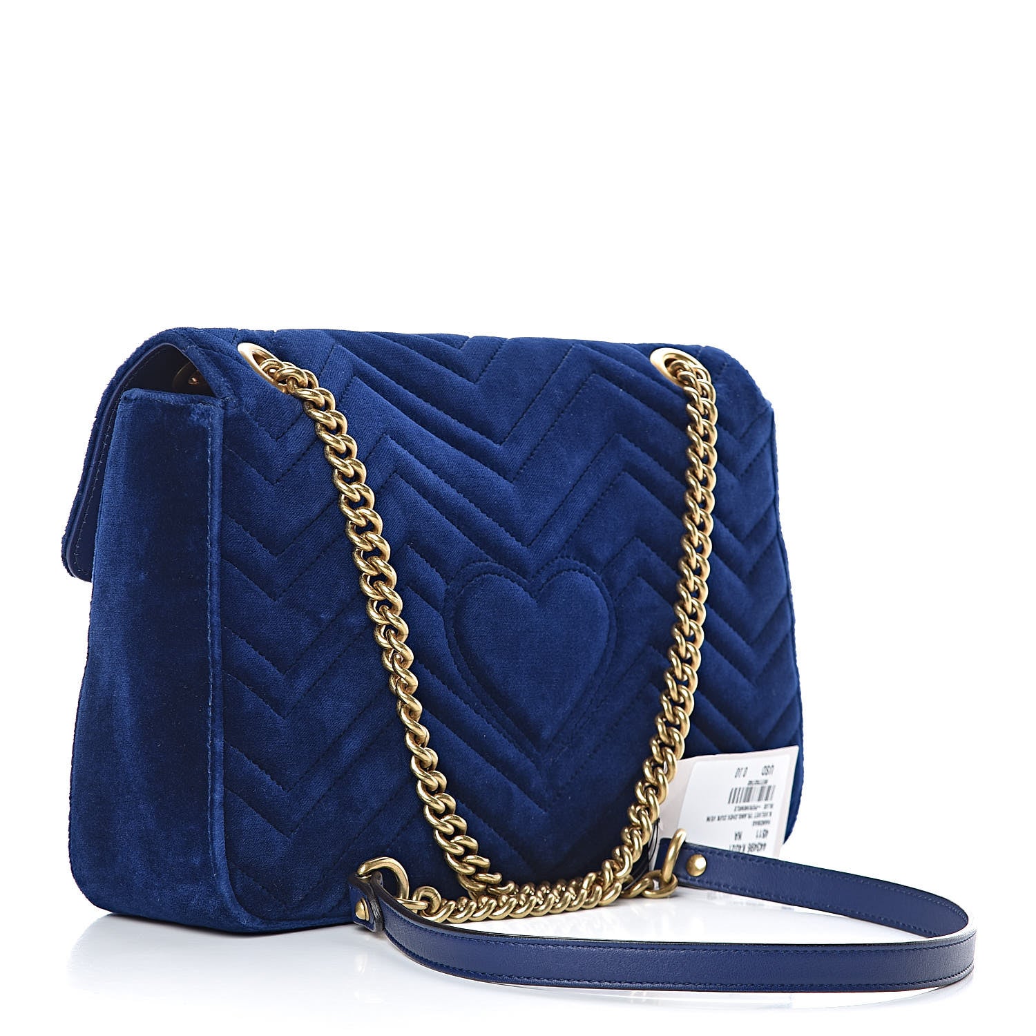 Gucci Velvet Matelasse Medium GG Marmont Shoulder Bag Cobalt Blue 3 of 13