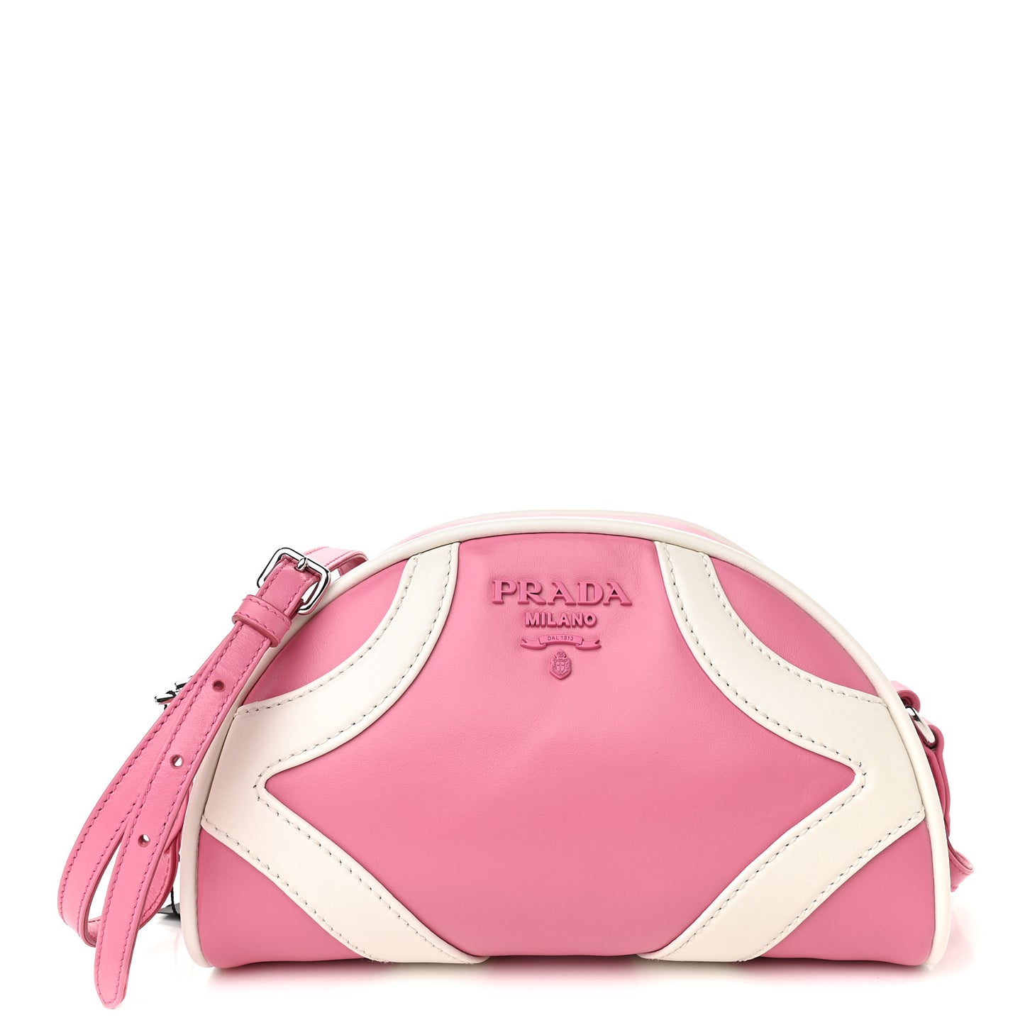 Soft Calfskin Bowling Crossbody Bag Begonia White