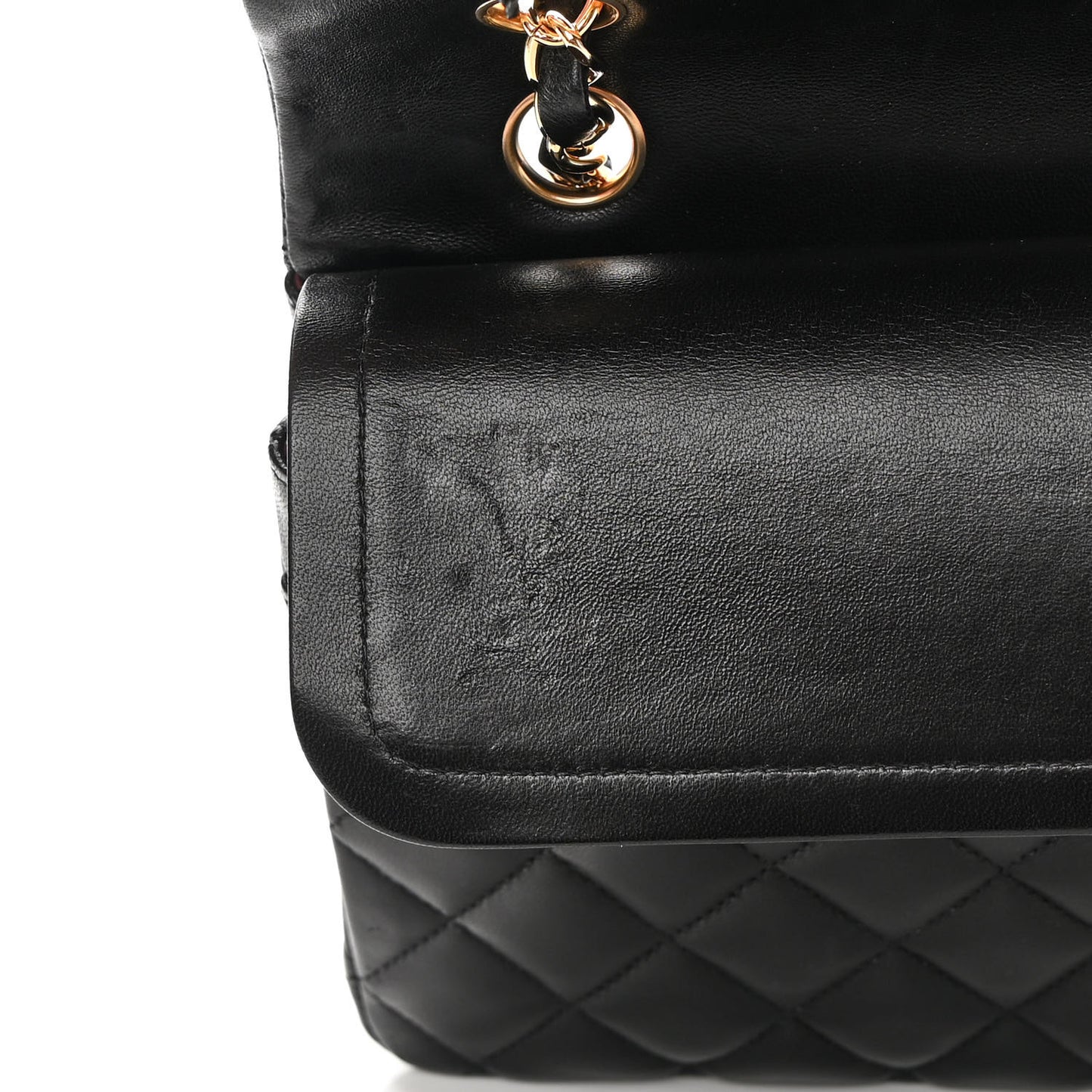 Lambskin Quilted Medium Double Flap Black