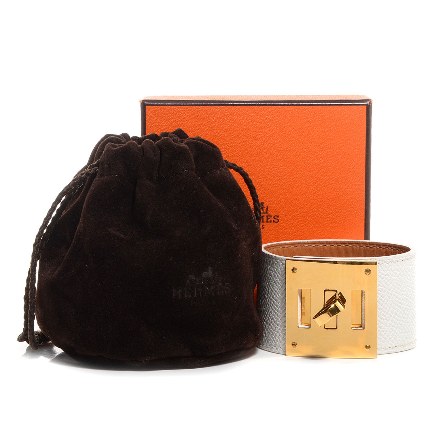 Hermes Epsom Kelly Dog Bracelet White 7 of 8