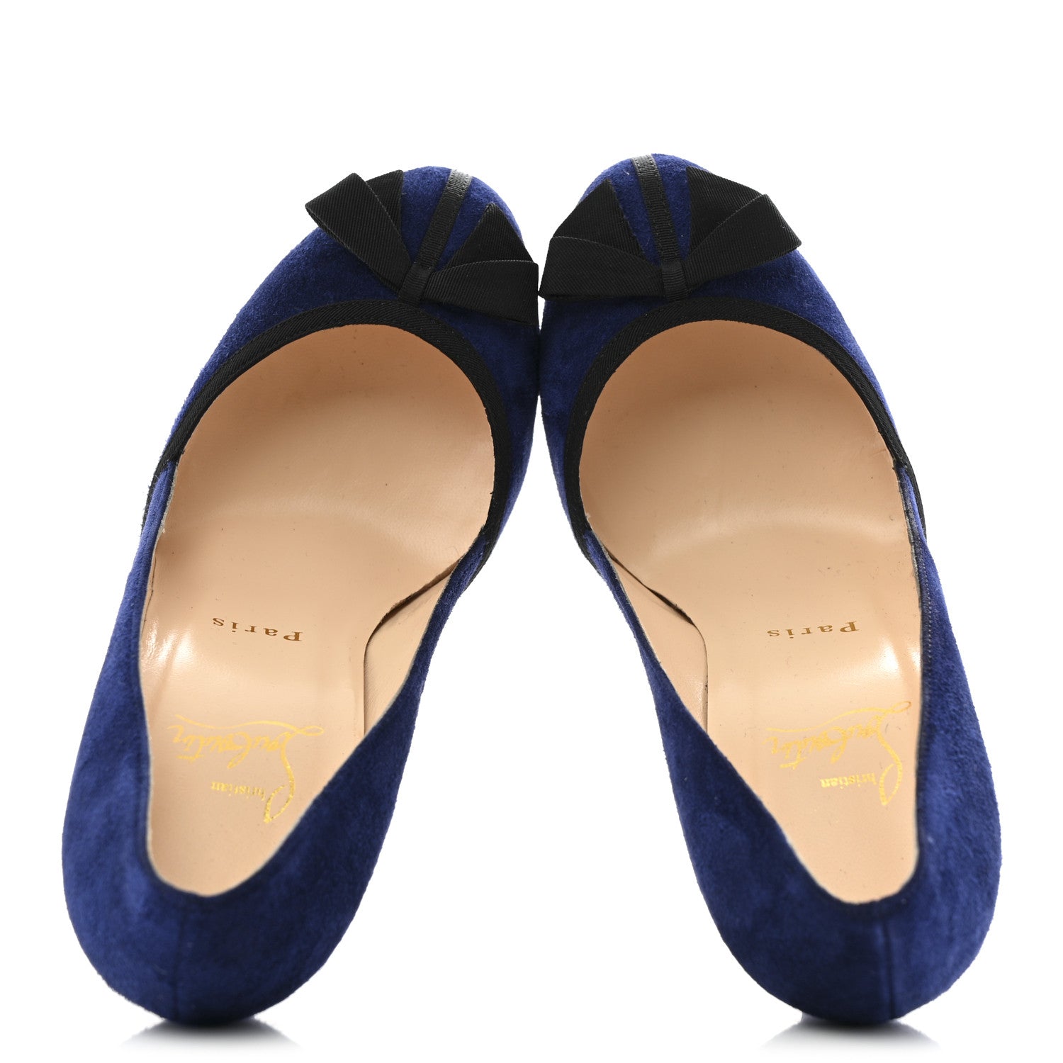 Christian Louboutin Suede Grosgrain Lavalliere 100 Pumps 37.5 Indigo Black 2 of 11