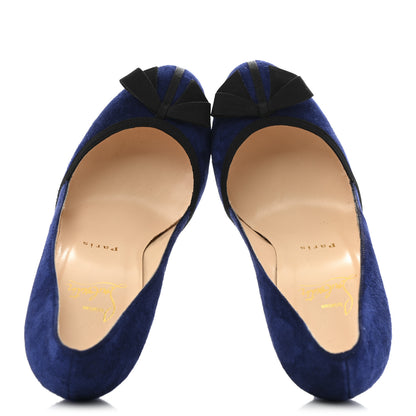 Christian Louboutin Suede Grosgrain Lavalliere 100 Pumps 37.5 Indigo Black 2 of 11
