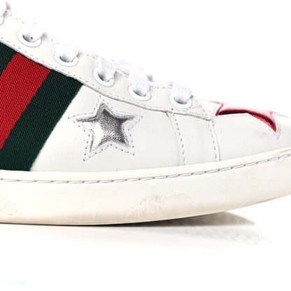 Gucci Calfskin Ayers Web Star Embroidered Womens Ace Sneakers 35.5 White Multi 13 of 17