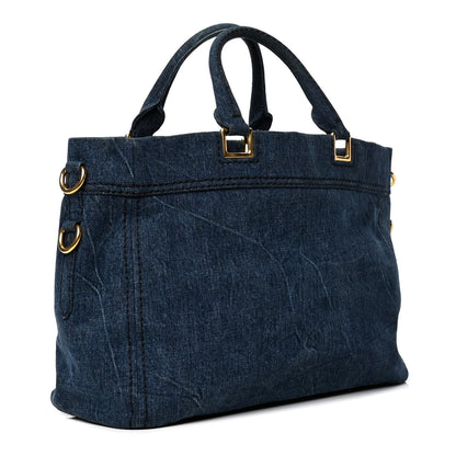 Prada Denim Large Logo Shopping Tote 2 of 5