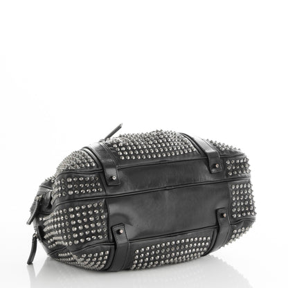 Burberry Prorsum Lambskin Studded Knight Satchel Black 4 of 8
