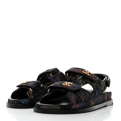 Chanel Denim Quilted Dad Sandals 38 Black Multicolor 3 of 9