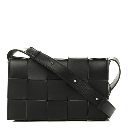 Bottega Veneta Lambskin Maxi Intrecciato Cassette Crossbody Bag Black 1 of 10