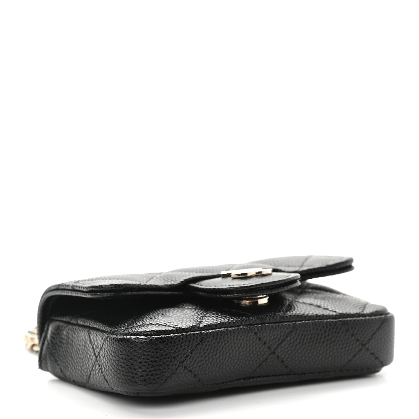 Caviar Quilted Mini Chain Belt Bag Black