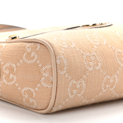 Gucci Denim Monogram Textured Dollar Calfskin Super Mini Ophidia Shoulder Bag Light Beige Denim 8 of 10