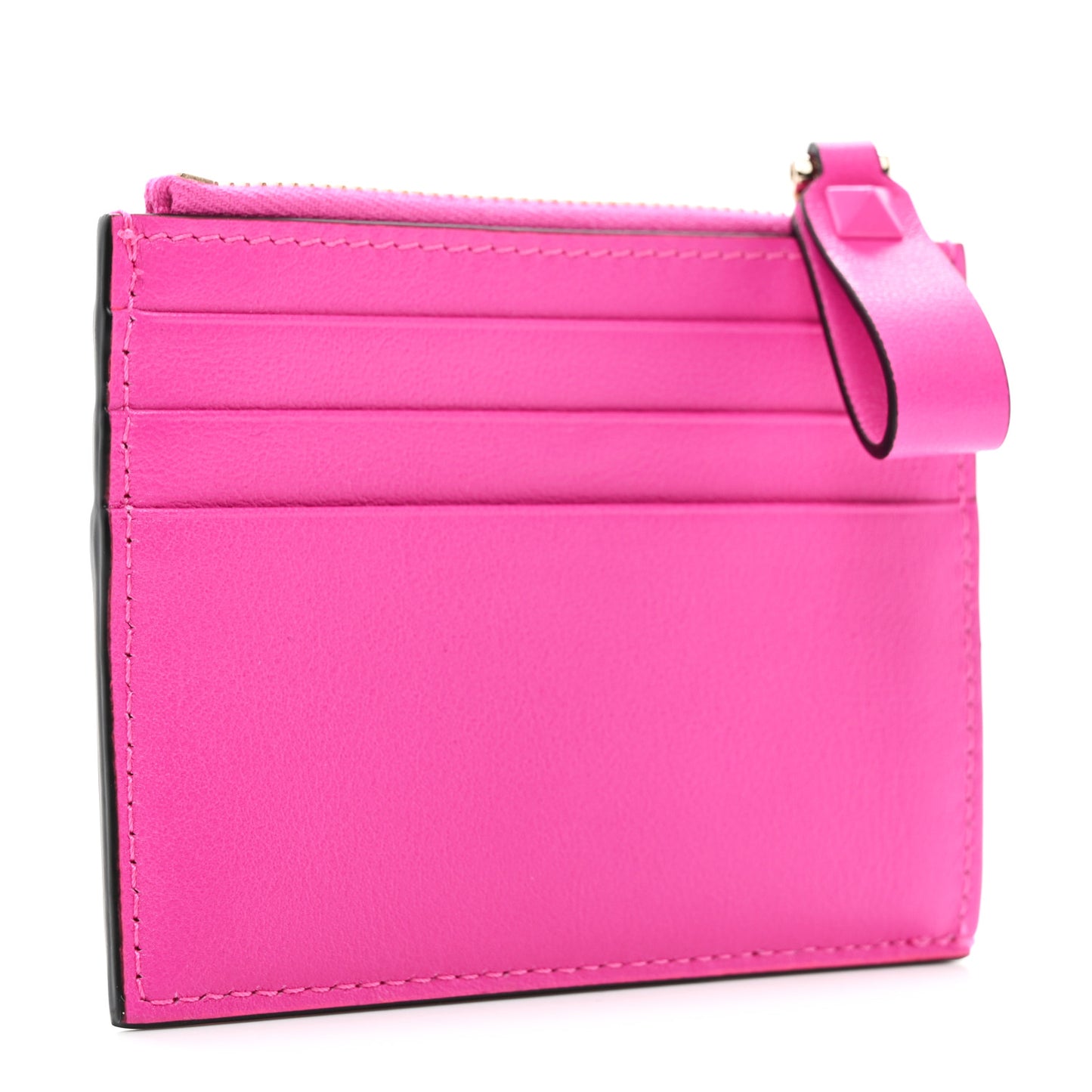 Nappa Tonal Monochrome Rockstud Coin Case Card Holder Pink PP