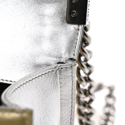 Chanel Metallic Patent Calfskin Quilted Medium Boy Flap Silver 15 of 16