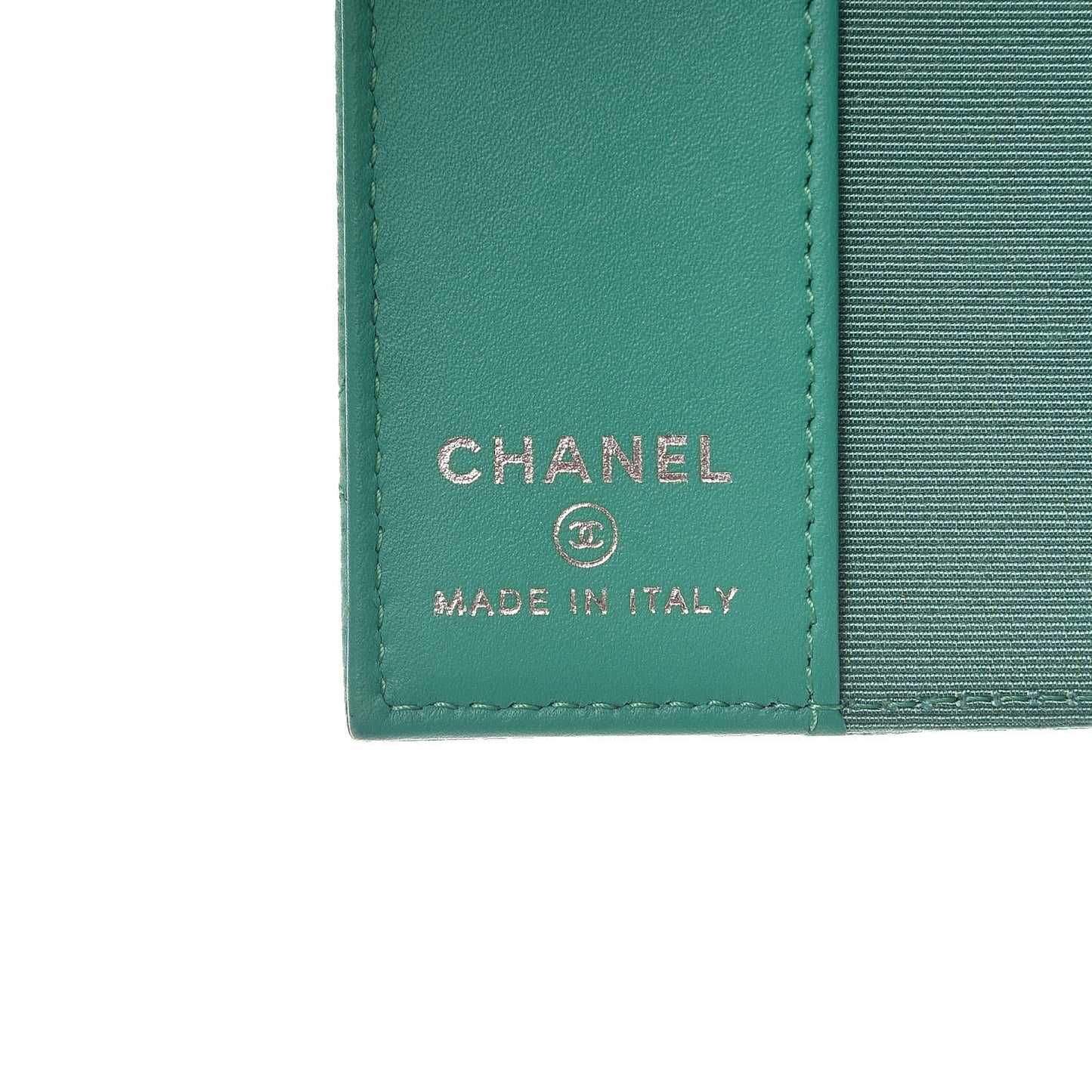Iridescent Caviar Quilted Passport Holder Light Green