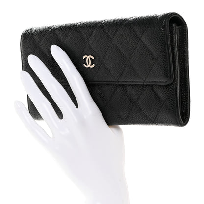 Chanel Caviar Quilted Large Gusset Flap Wallet Black 2 of 9