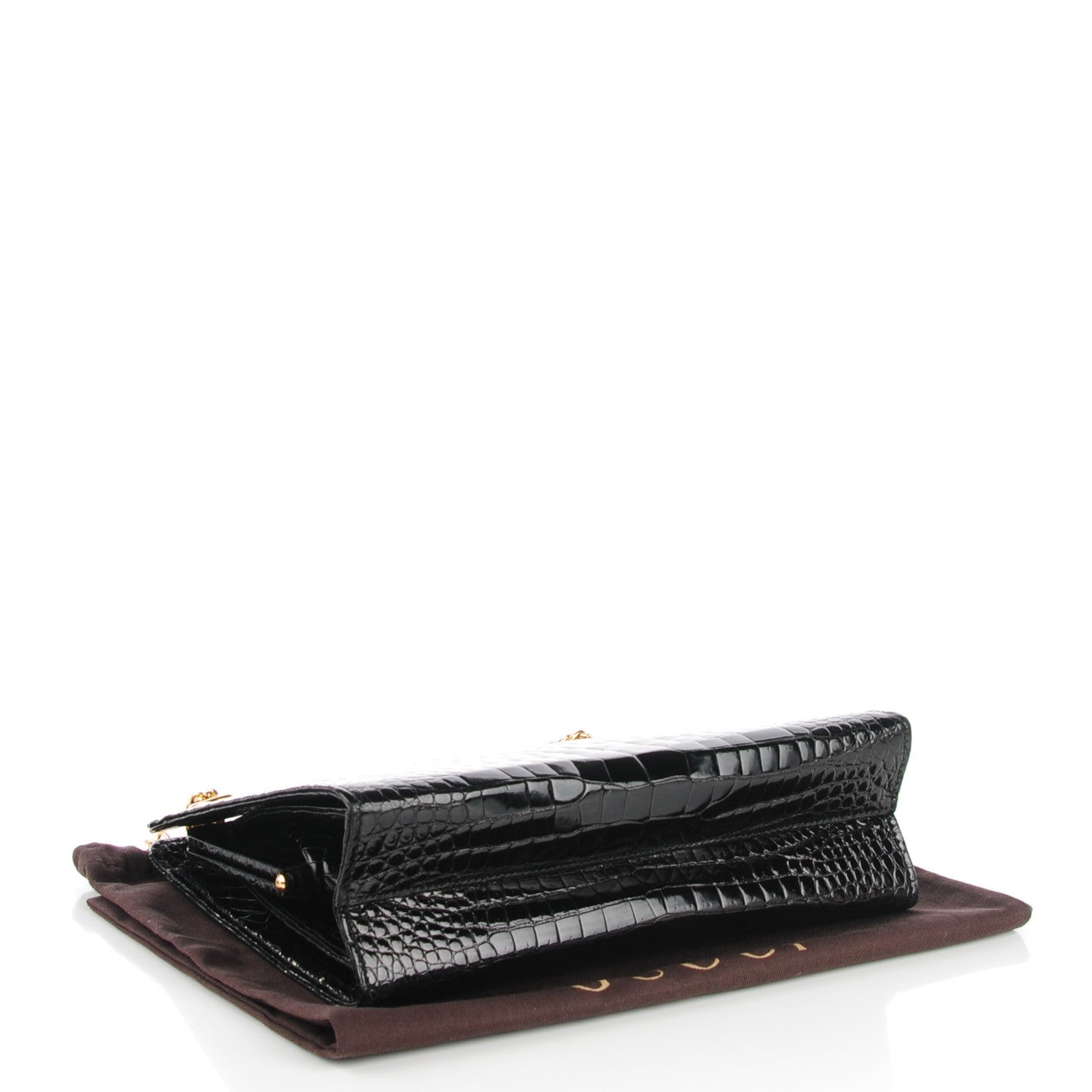 Gucci Shiny Crocodile Chain Tote Black 4 of 6