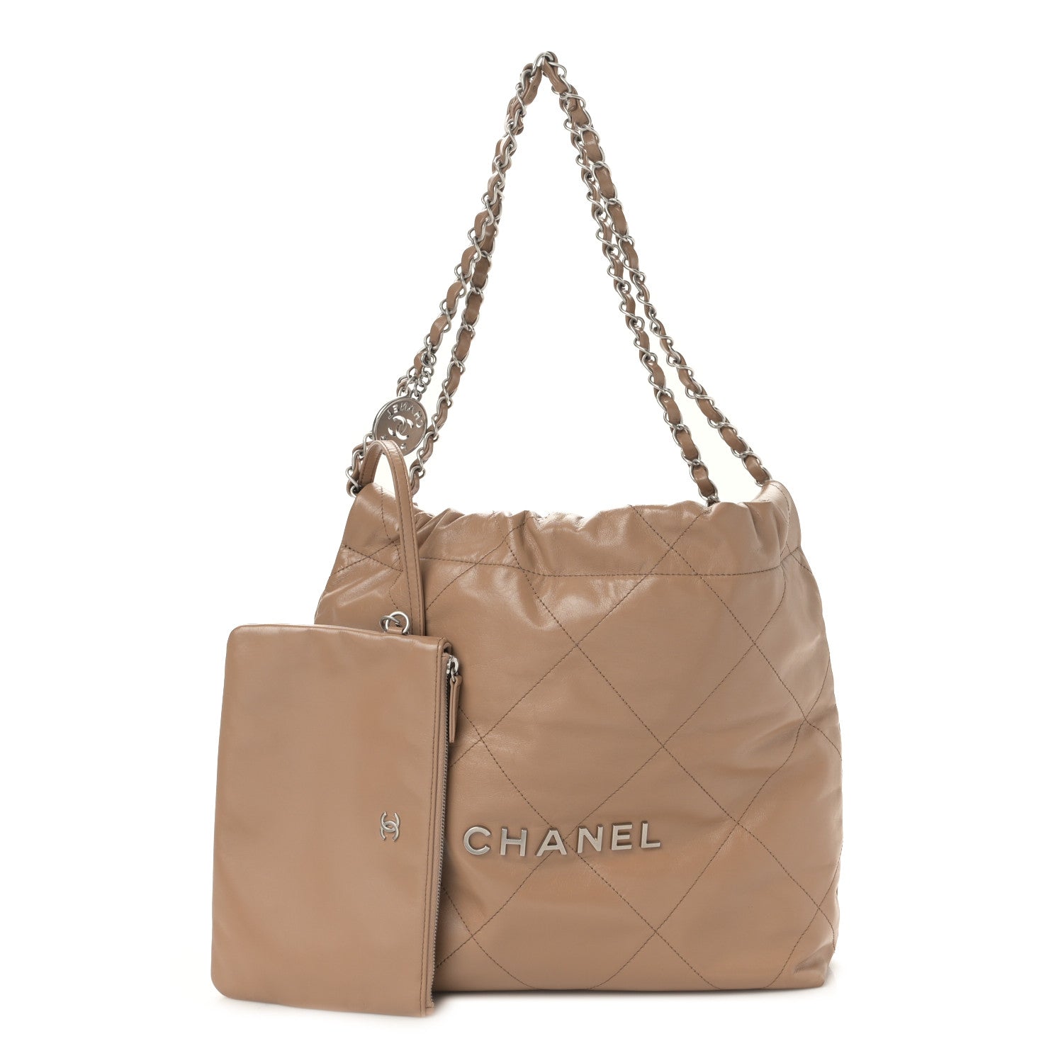 Chanel Shiny Calfskin Quilted Small Chanel 22 Beige 1 of 10