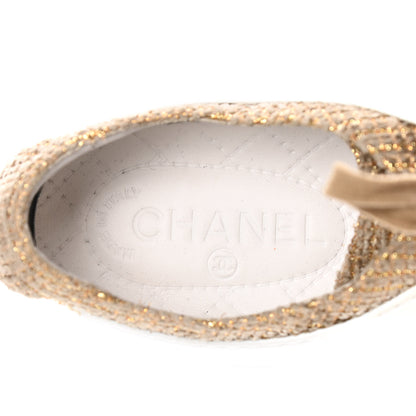 Chanel Fantasy Tweed Sneakers 40.5 Beige Gold 10 of 15