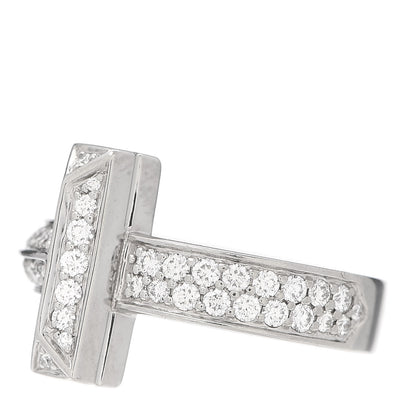 Tiffany 18K White Gold Diamond T T1 Wide Ring 46 3.75 3 of 7