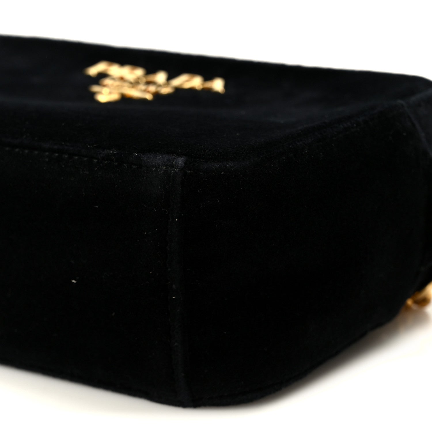 Prada Velluto Zip Top Chain Shoulder Bag Black 10 of 10