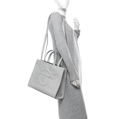 Telfar Glitter Microfiber Large Shopping Bag Silver 2 of 11