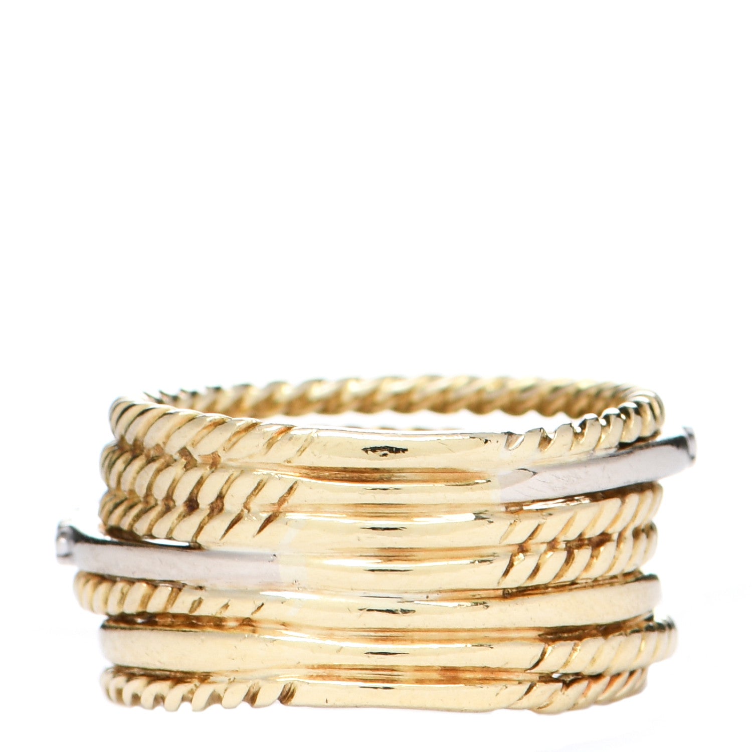 David Yurman 18K Yellow Gold Diamond 11mm Wide Crossover Ring 51 5.75 3 of 4