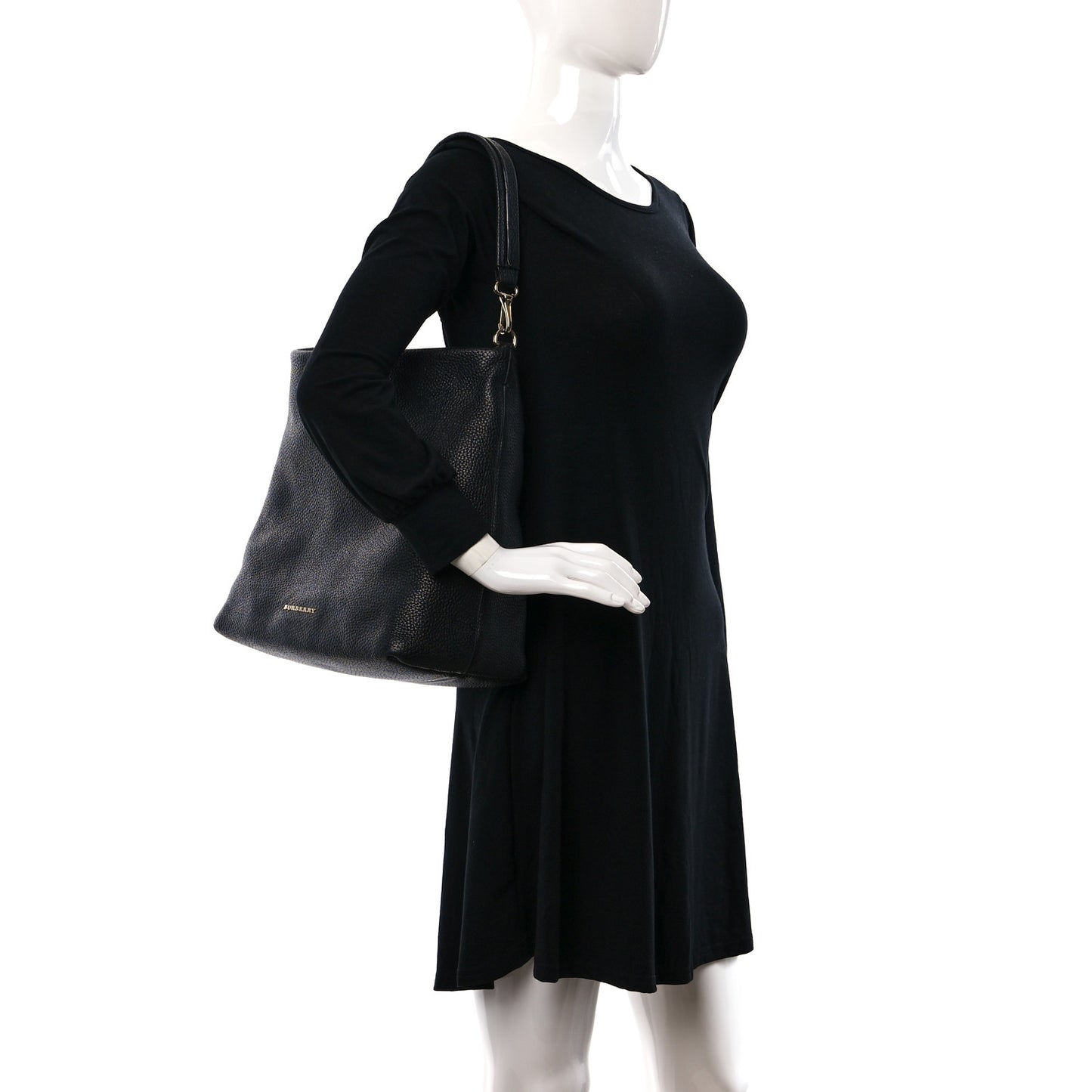 Grainy Calfskin Medium Cale Hobo Black