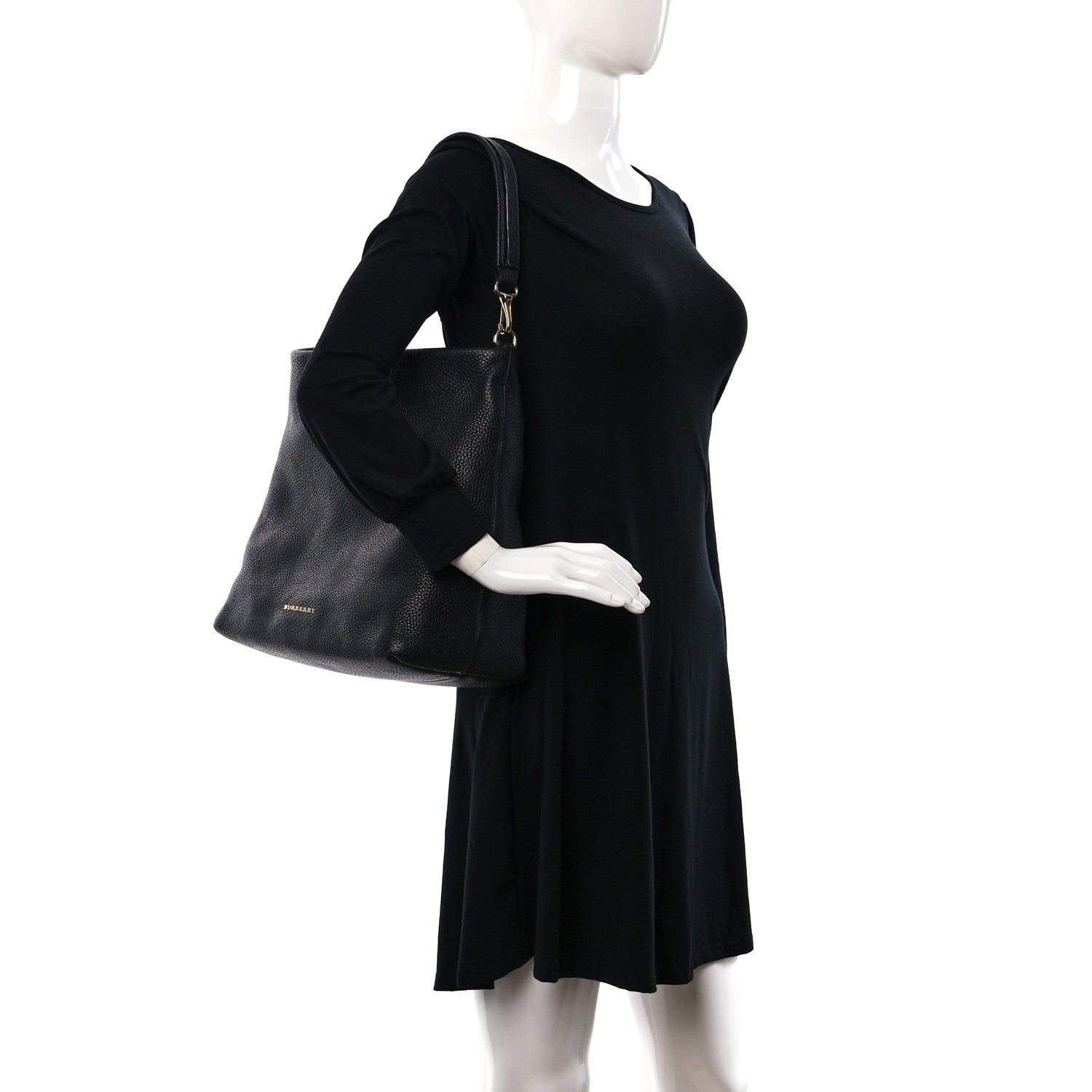 Burberry Grainy Calfskin Medium Cale Hobo Black 2 of 10