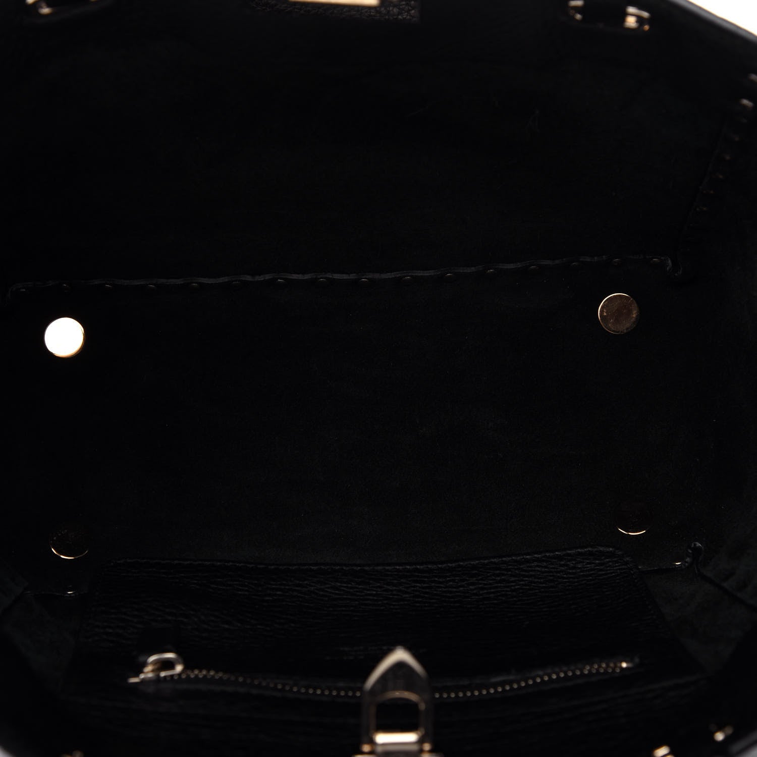 Valentino Garavani Grained Calfskin Embroidered Small Rockstud Rolling Tote Black 6 of 11